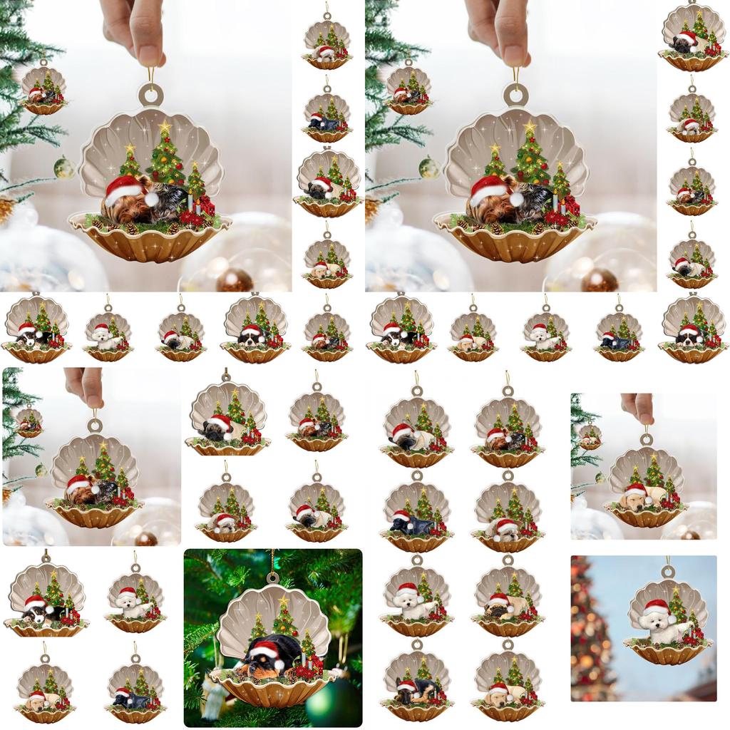 Cute Cartoon Acrylic Car Hanging Decoration For Christmas Tree Shell Sleeping Dog