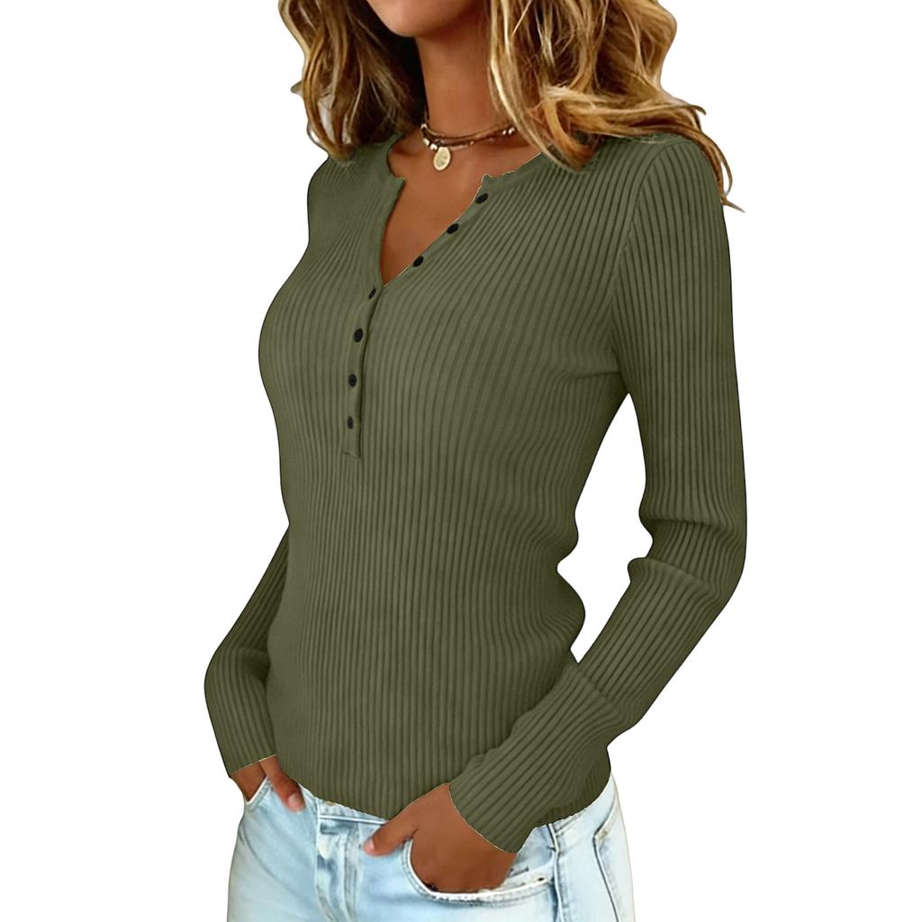 Damski sweter z kolorowymi guzikami, dzianinowy, dopasowany i wszechstronny, z długim rękawem