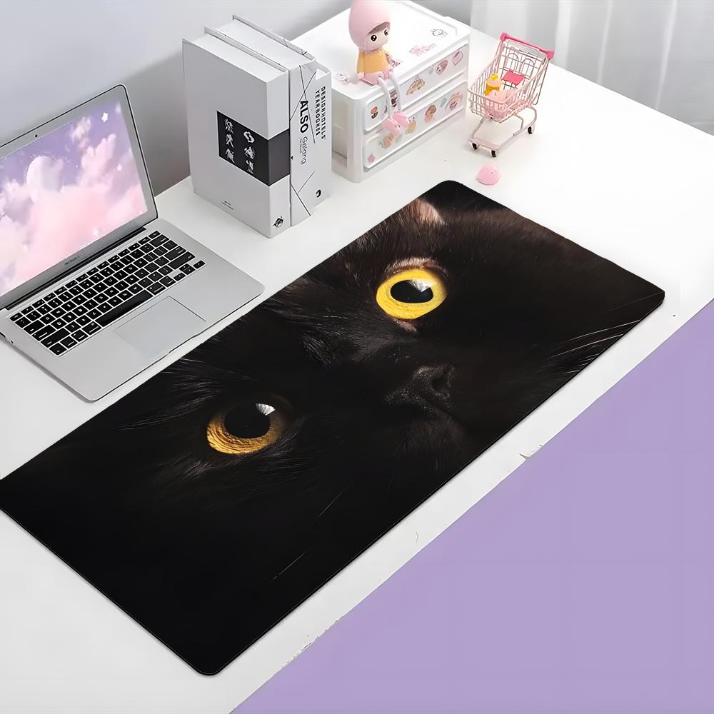 Ssimple Casual Dark Cozy Cat Eyes Mouse Pad Large Gaming Mousepad With Thick Stitched Edge Nonslip Desk Mat