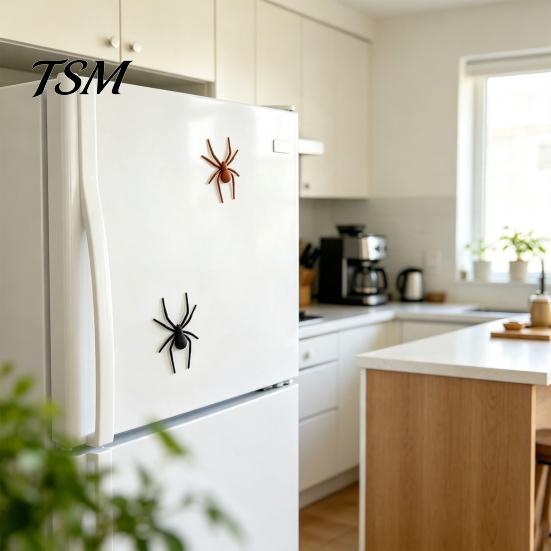 Scary Fake Spider 1/4/8Pcs 3D Refrigerator Magnet for Halloween, Black Decorations Magnetic Decoration, Halloween Prank Props, Party Favors