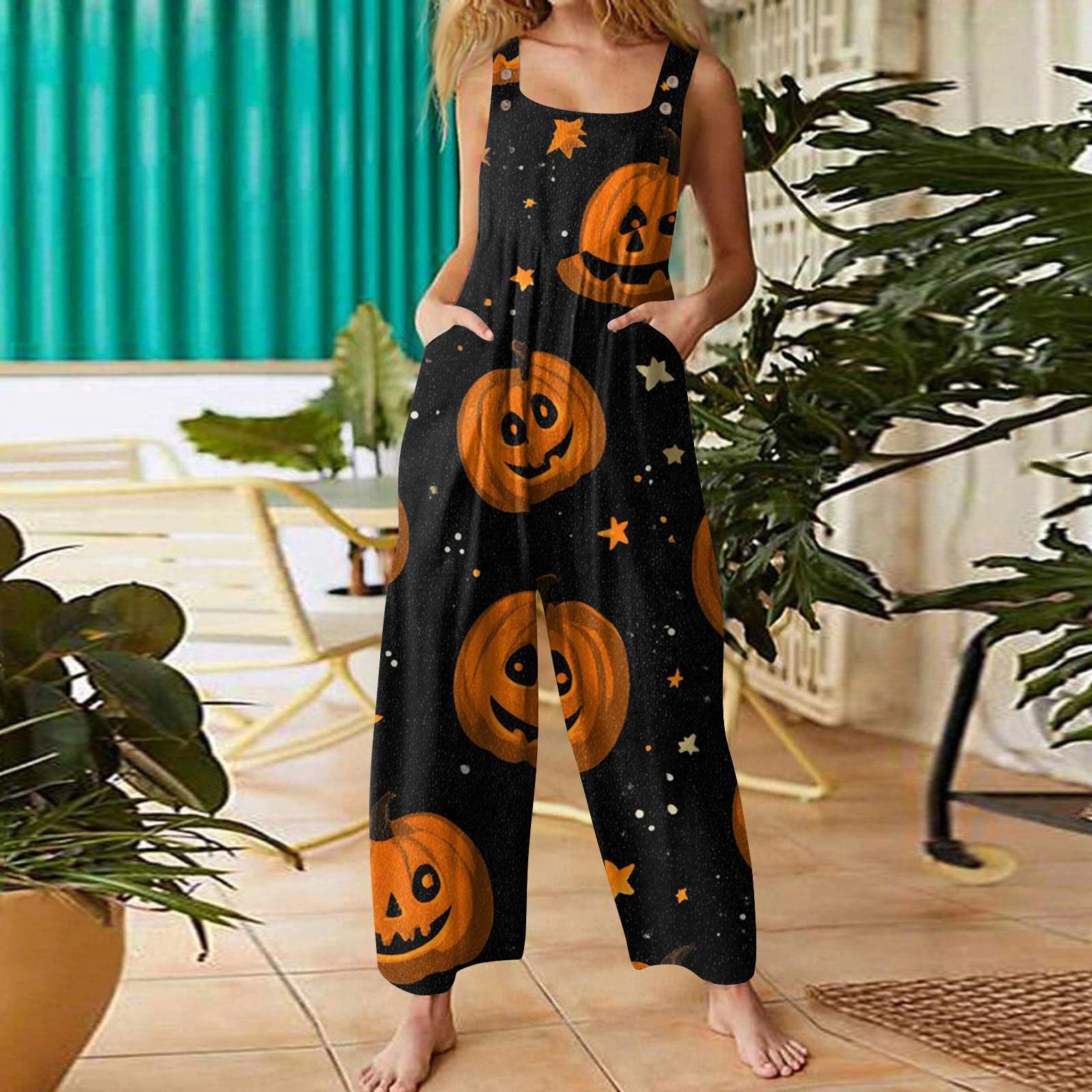 

Women s Fashion St. Patrick s Day Printed Casual Loose Retro Suspender Jumpsuit XXL чорний