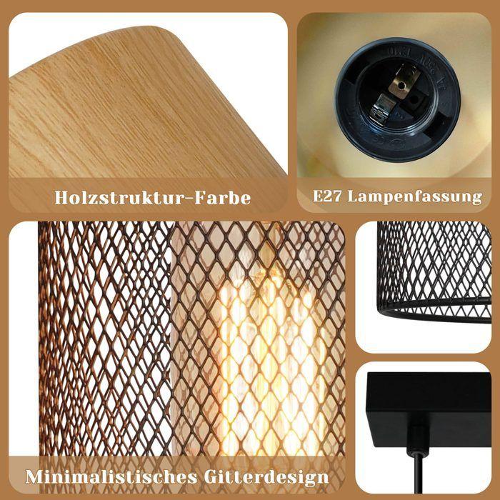 Pendant Lamp - NETTLIFE - Wood Grain 3 Lights - Black - Metal E27 3x25W - Ø46xH120cm