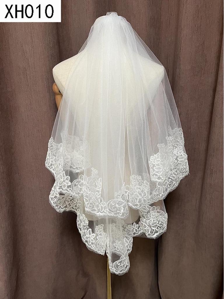 Double Layer Bridal Veil with Sequin Lace Trim
