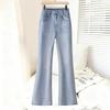 Heavy industry hot diamond micro-pull jeans women's summer high-waisted slim-fitting and thin horseshoe pants light blue flash fishtail pants tide