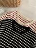 Korean Style Plus Size Striped Round Neck Long Sleeve T-shirt for Women - Autumn Winter Casual Loose Pullover
