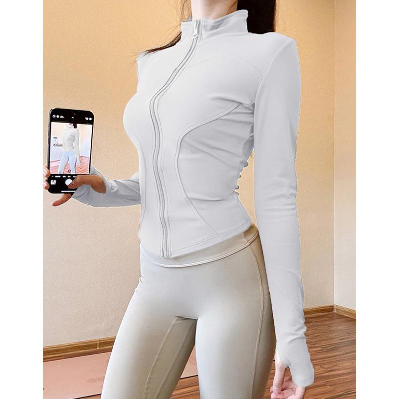Sunscreen Clothes Stand-up Collar Tight Sports Jacket Women's Yoga Clothes Top Zipper Cardigan Running Fitness Clothes Jacket Long Sleeves