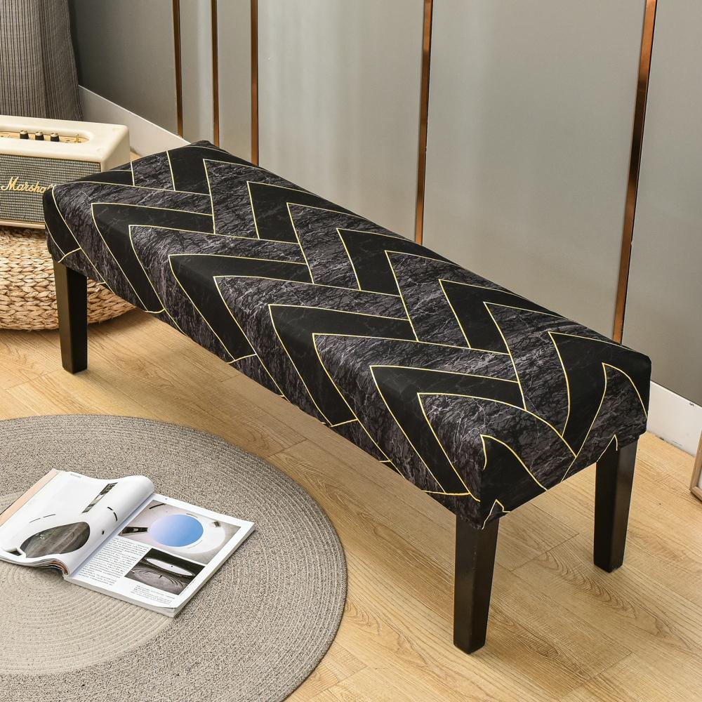 Dining Bench Cover Stretch Upholstered Bench Slipcover Printed Bench Seat Protector Rectangle Bench Covers for Dining Room Bedroom Living Room Kitchen