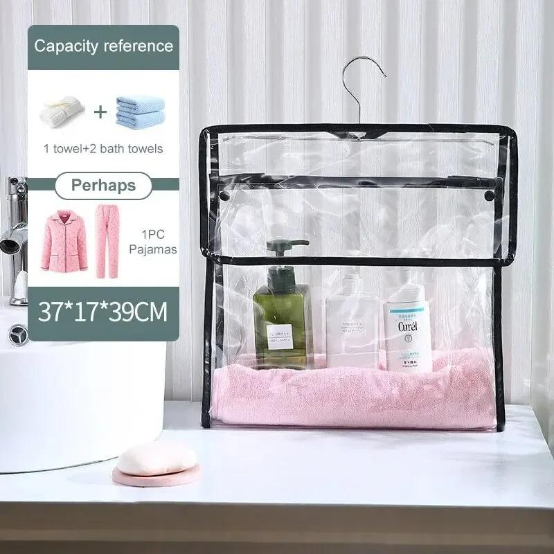 1Pcs Waterproof Hanging Bathroom Bag Mobile Phone Clothing Storage Bag Cosmetic Storage Bag Transparent Wash Bag