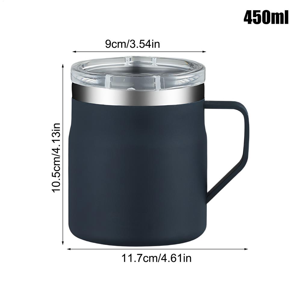 

Stainless Steel Coffee Mug 450ml Travel Tumbler Insulated Coffee Mugs For Office Students Drivers Gym Daily Commute Camping 450ml синий