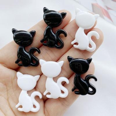 10 Stück Neue Niedliche Cartoon Schwarze Katze, Weiße Katze Serie Flache Rückseite Harz Scrapbooking DIY Schmuck Haarnadel Basteldekoration Zubehör