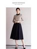 2025 Fashionable Slimming Two-Piece Little Black Dress with Color Block for Autumn/Winter – Women's Formal Wear