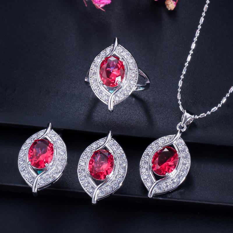 Jewelry Set, Bridal Jewelry Earrings Necklace Ring Three-Piece Chain Set