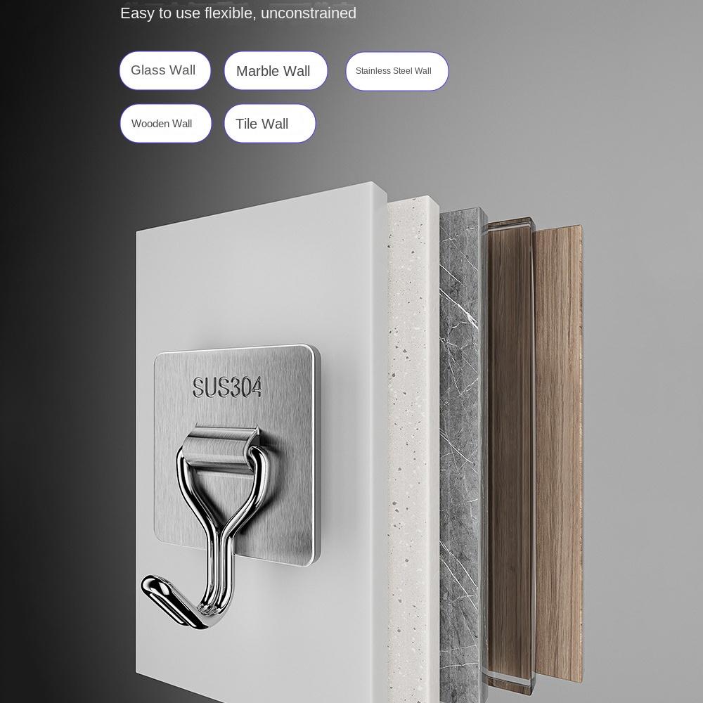 304 Stainless Steel Towel Coat Hooks Wall Mounted Wall Hook Durable Self Adhesive Hooks