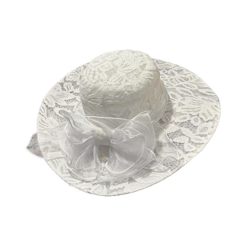French lace big eaves bucket hat European and American fashion foldable beach sun hat beach sun hat