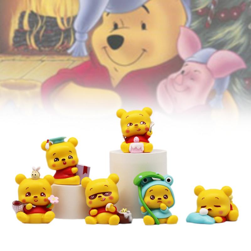 Pooh 6pcs Bear Action Figure Cartoon Doll Collectible Desktop Toy Gifts
