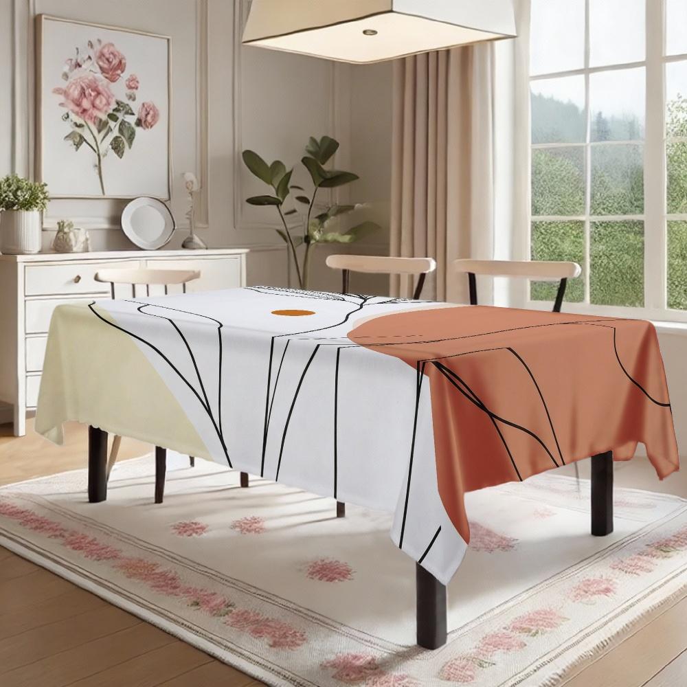 Abstract Plant Pattern Rectangle Table Cloth for Table Decor Party Waterproof Reusable Tablecloth for Table Kitchen Dining