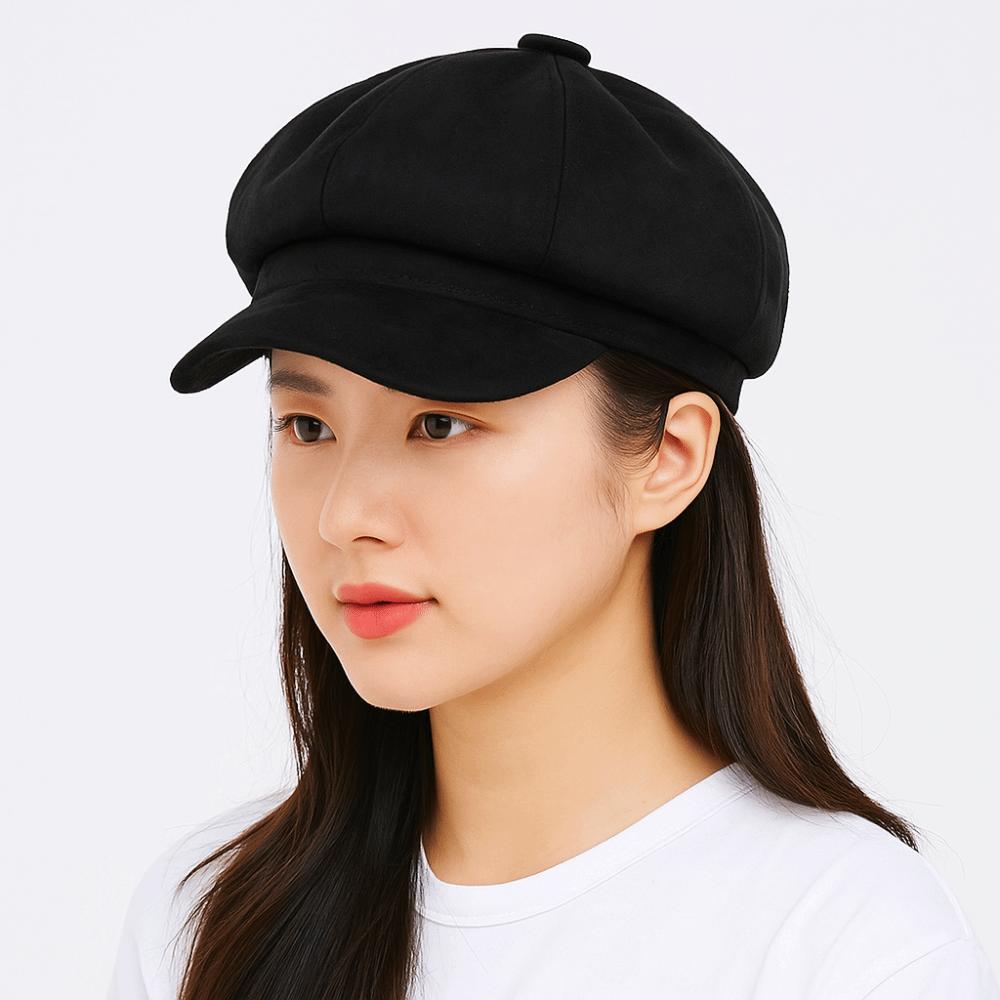 Korean Style Suede Octagonal Hat Solid Color Painter Cap Casual Newsboy Cap  Daily