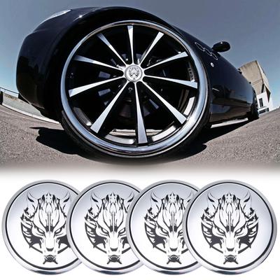 4pcs Wolf Head Wheel Center Hub Cap Emblem Badge Sticker Decal