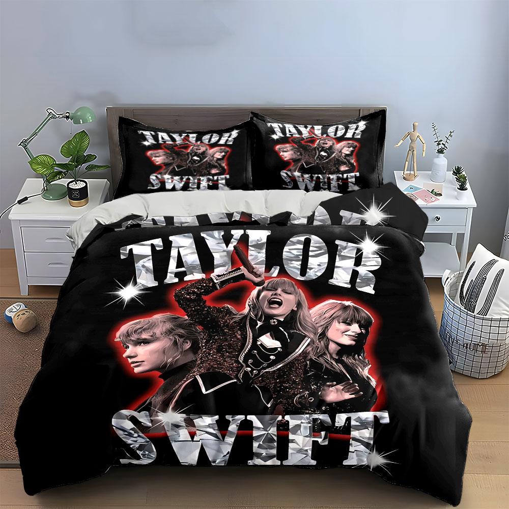 Set Copripiumino Scintillante Design Taylor Swift Copripiumino Federe (1*Copripiumino 2*Federe, senza piumino)