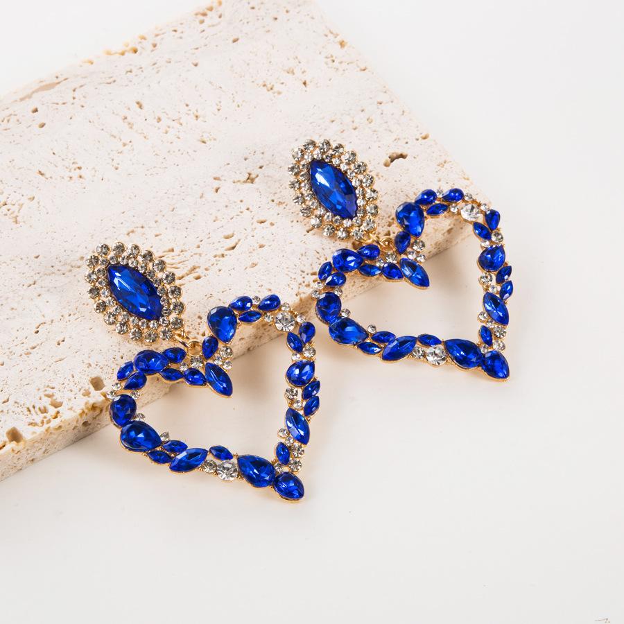 Frauen Overstate Drop Ohrringe Titan Stahl Legierung Anhänger Ohrringe Acryl Bunte Glas Kristall Herz Form Geometrische Ohr Ornamente