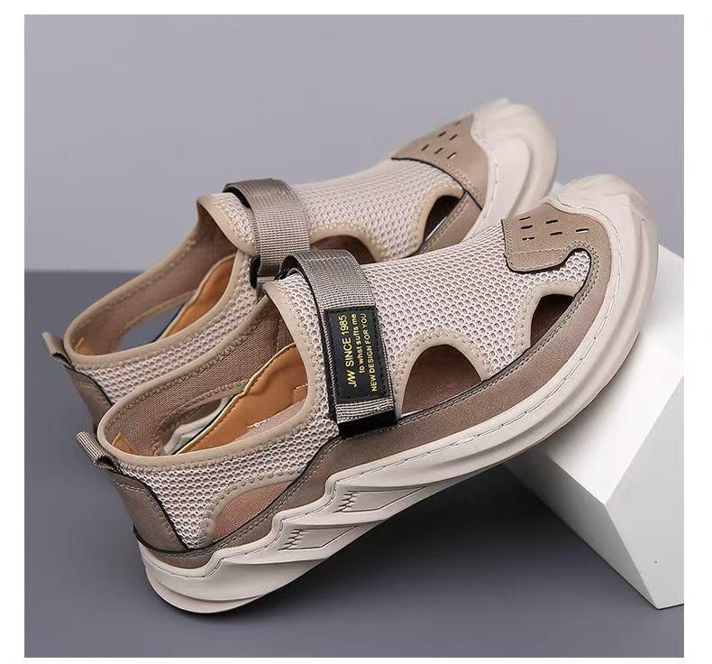 Breathable Sport Mesh Skate Shoes: Men's Soft Leather, Versatile Youth Fashion, Comfortable Non-slip Sandals