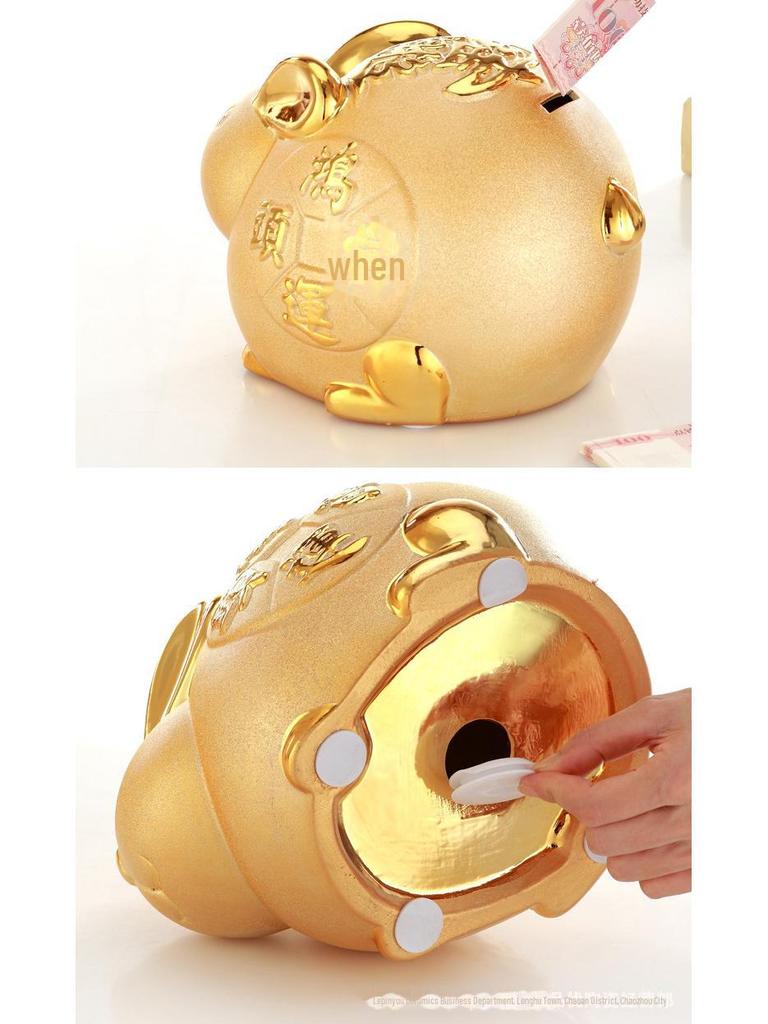 Glücksbringer-Sparschwein aus Keramik, goldenes Kaninchen, kreatives Geschenk und Heimdekoration