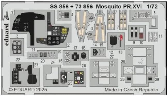 

Eduard 1/72 Zoom Etching D.H. Mosquito PR Mk.XVI Etching Parts (for Special Hobby) Plastic Model Kit Parts EDUSS856 (Airplane)