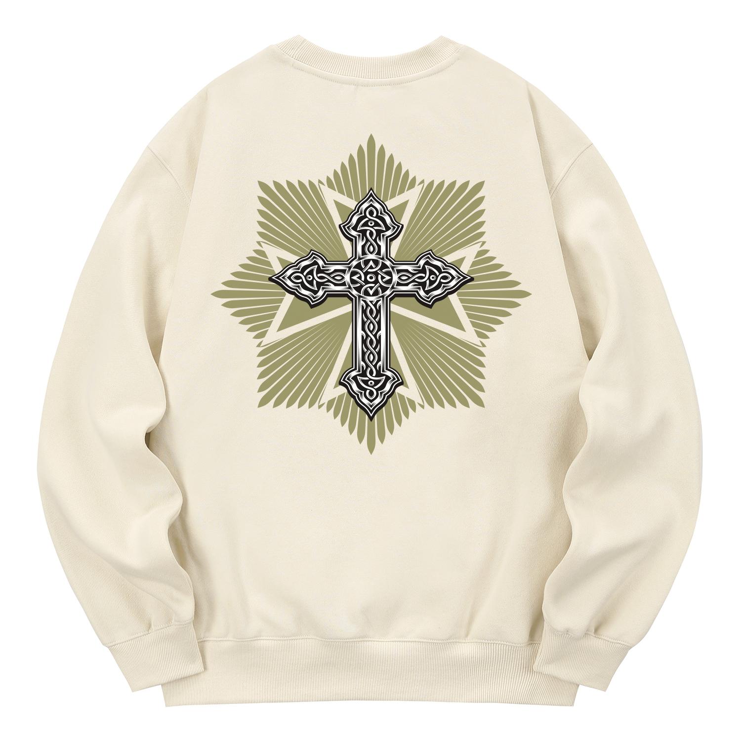 Худи Khan 6312 Kmc0018 Cross God с флисовой подкладкой - Кремовый L