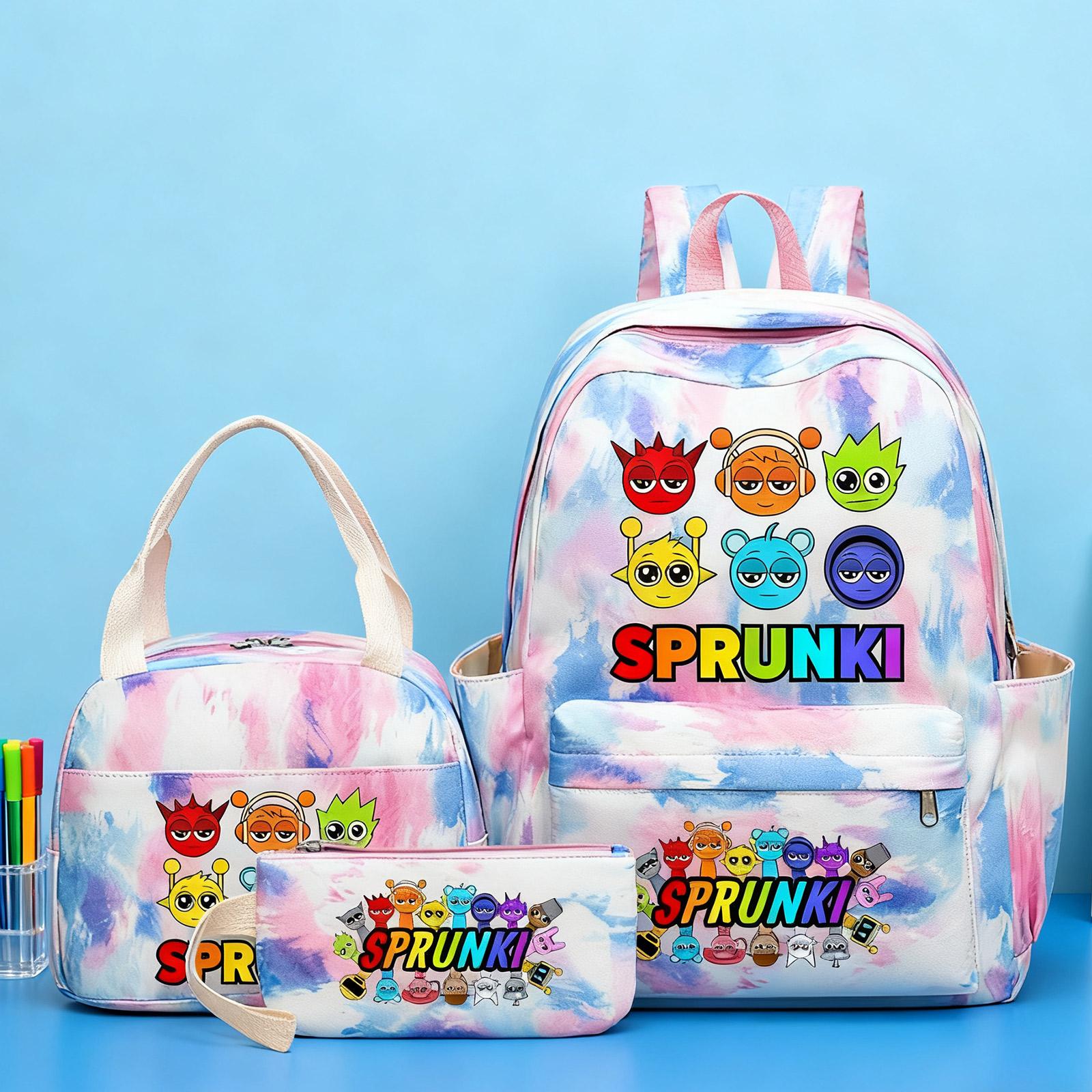 

Anime Peripheral Printed Backpack, Personalized Backpack Storage Bag,Three Piece Backpack Shoulder Bag Pencil Case Set,School Supplies One Size рожевий