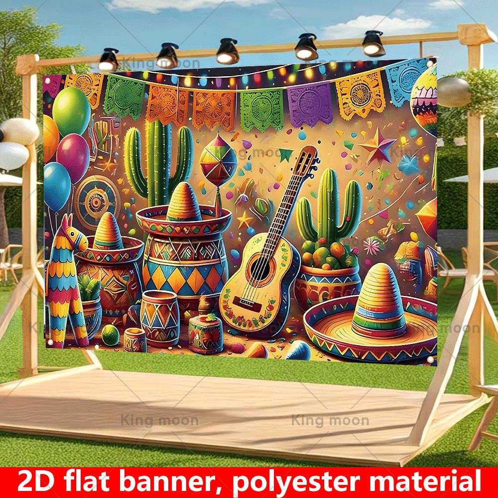 2D Flat Design 1 Piece. Mexican Carnival Background Banner - Suitable for Parties Weddings Birthdays