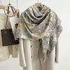 New silk wool square scarf women's versatile fashion autumn and winter warm silk silk scarf shawl silk wool square scarf