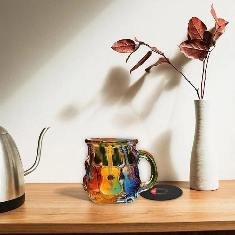 Colorful Painted Guitar Coffee Cup Cartoon Guitar Desk Ornaments Useful Guitar Art Cup  Office