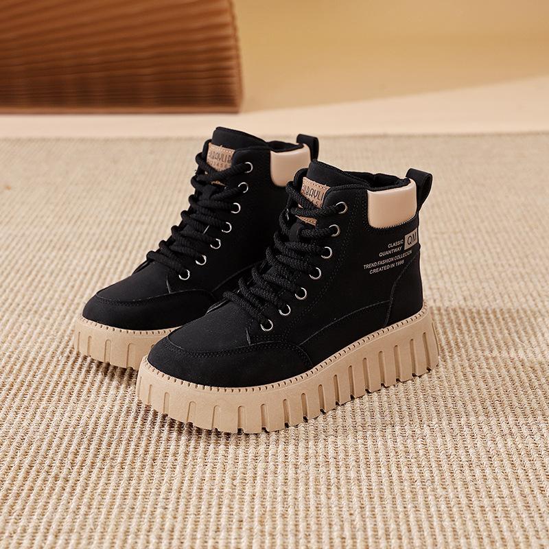 Thick-soled heightening retro Martin boots women's autumn and winter outdoor board shoes high-top street photography niche casual single shoes 
