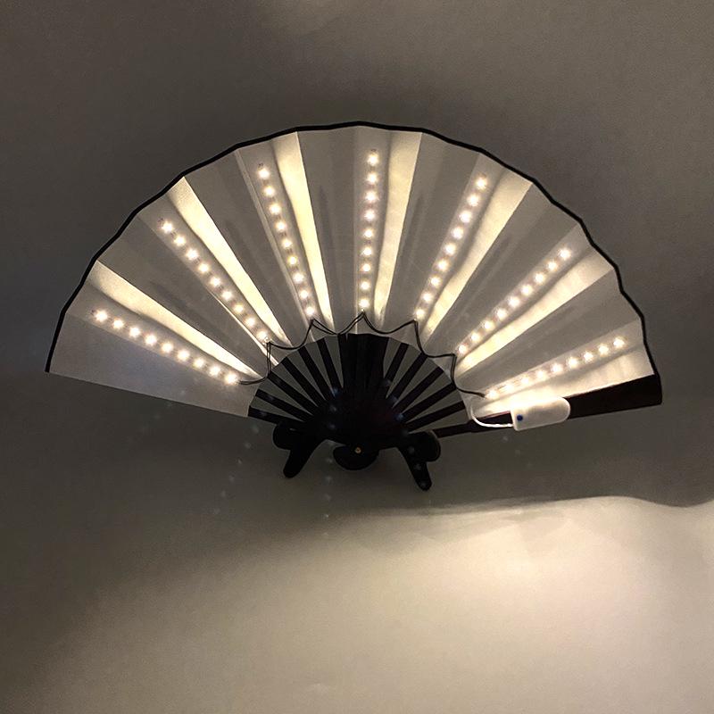 Rose Lace Edge LED Folding Fan - Wedding Gift & Dance Prop