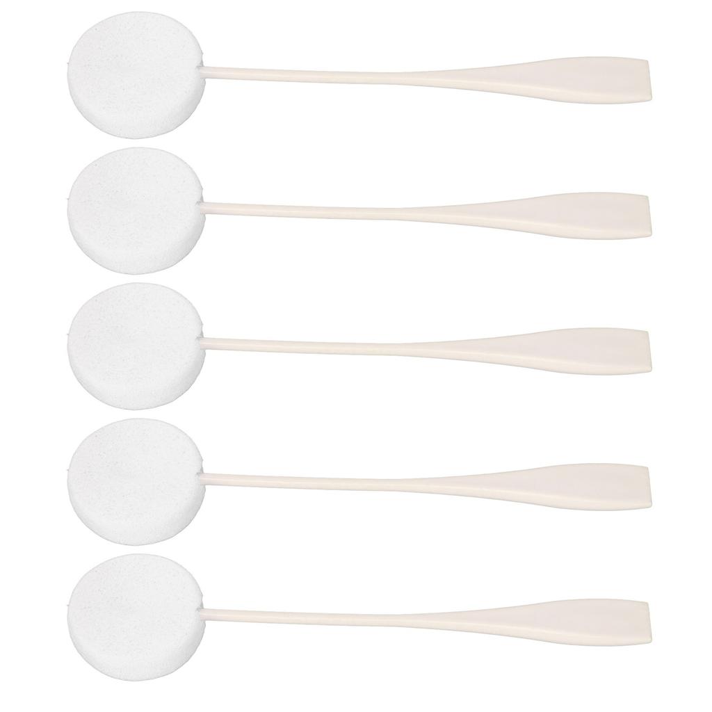 5pcs Lotion Applicator Long Handled Good Water Absorption Soft Powder Puff for Home Use White