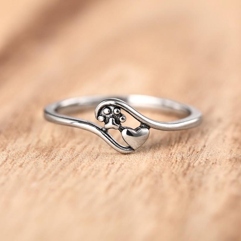 

CAOSHI Vintage Style Minimalist Thin Finger Ring for Women Individuality Love Footprints Design Daily Weara Zircon Accessories 6