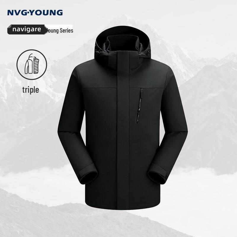 NVG.YOUNG Men s 3-in-1 Hooded Fleece Lined Outdoor Jacket 2XL