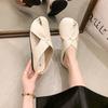 Thick-soled Hollow Bag Head Slippers Women's Summer Wear 2025 New Versatile French Flat-bottomed Soft Leather Half-drag Women's Shoes