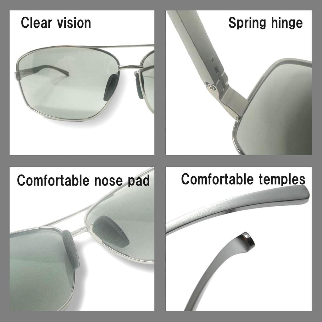 REONAS Polarized Pilot Sunglasses with Perfect for and UV400 Lenses Men's Color-Changing Lenses, Driving, Fishing, Protection, Color-Changing (Black)