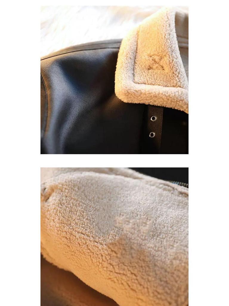 Herren Modische Wildleder Motorradjacke - Lammwolle Gefüttert & Baumwolle Gepolstert