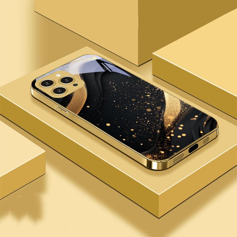 Mramorovaný Černý Šedý Pro IPhone 16 Pro Max 15 P Ro 14 M Ax 13 Plus 12 Mini 11Pro Max XS Max XR Zlatý Tvrzené Sklo Kryt na Telefon