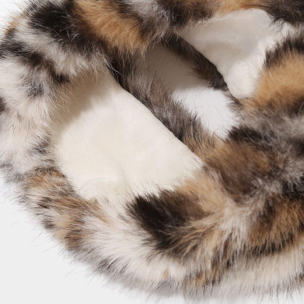 Rabbit Fur Leopard Print Hairband Animal Pattern Faux Fur Hair Band Winter Hair Accessories