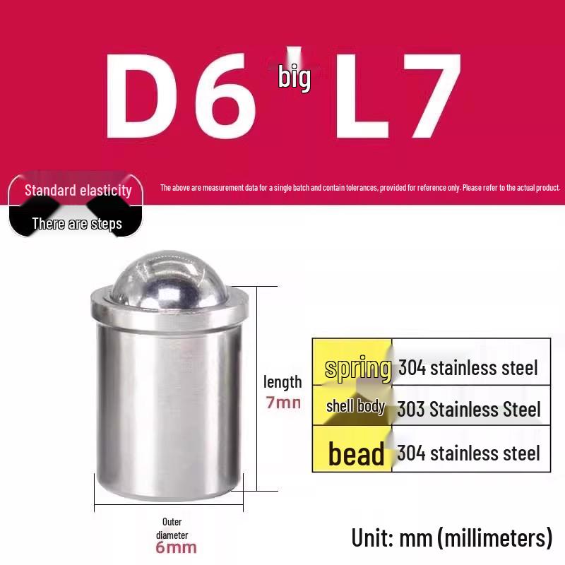 304 Stainless Steel Spring-Loaded Ball Plunger with Limit Screw