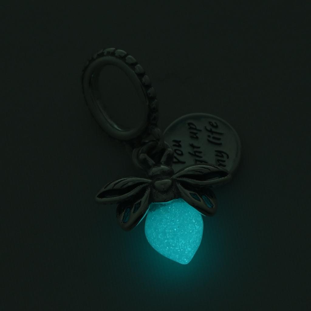 All Glow-in-the-dark Firefly Flower Dangle Charm Pendant Bead Fit Original Charms Silver S925 Plated Bracelet DIY Jewelry