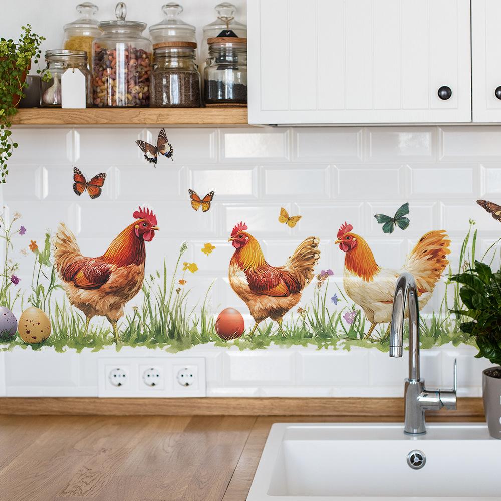Country-style Rooster Kitchen Dining Room Home Background Beautification and Decoration Wall Stickers