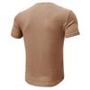 Summer Men T-shirt Short Sleeves Buttoned V Neck Solid Color Thread Knitted Stretchy Slim Fit American Style Muscle Guy Fitness Workout Top