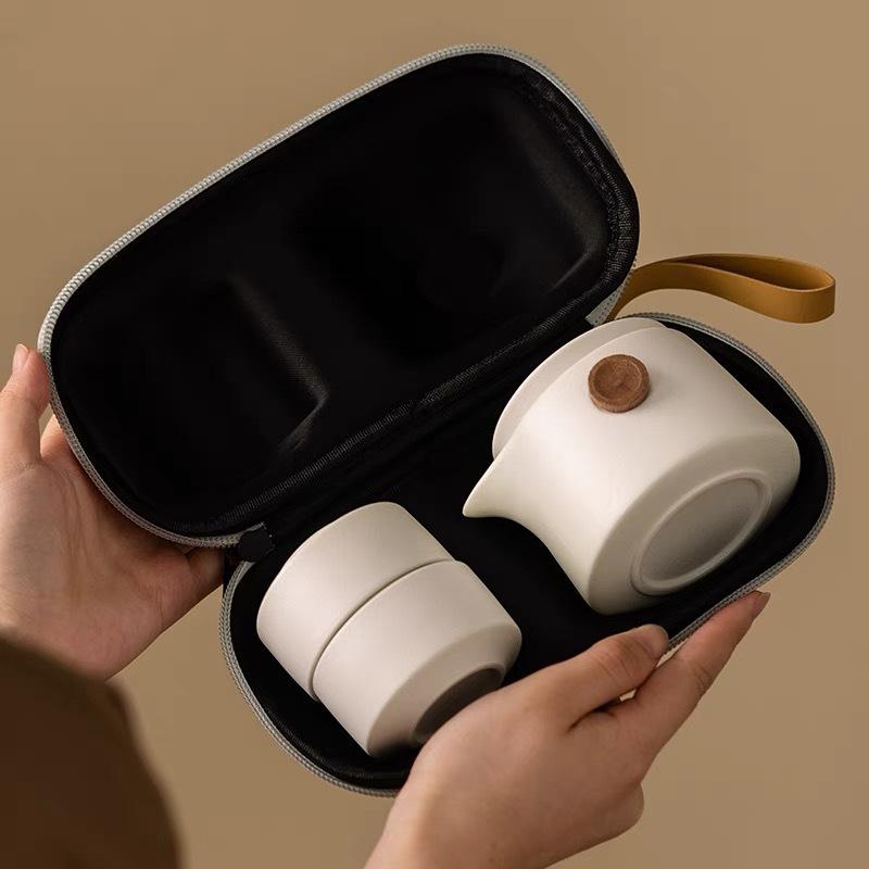 Portable Ceramic Travel Tea Set: Kuaike Cup for Outdoor Use, Corporate Events, and Holiday Gifts with Custom Logo Printing.