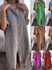 2026 Europäisches & Amerikanisches Frühling/Sommer Lockeres Casual Mittellanges Baumwoll-Leinen Hemdkleid für Damen