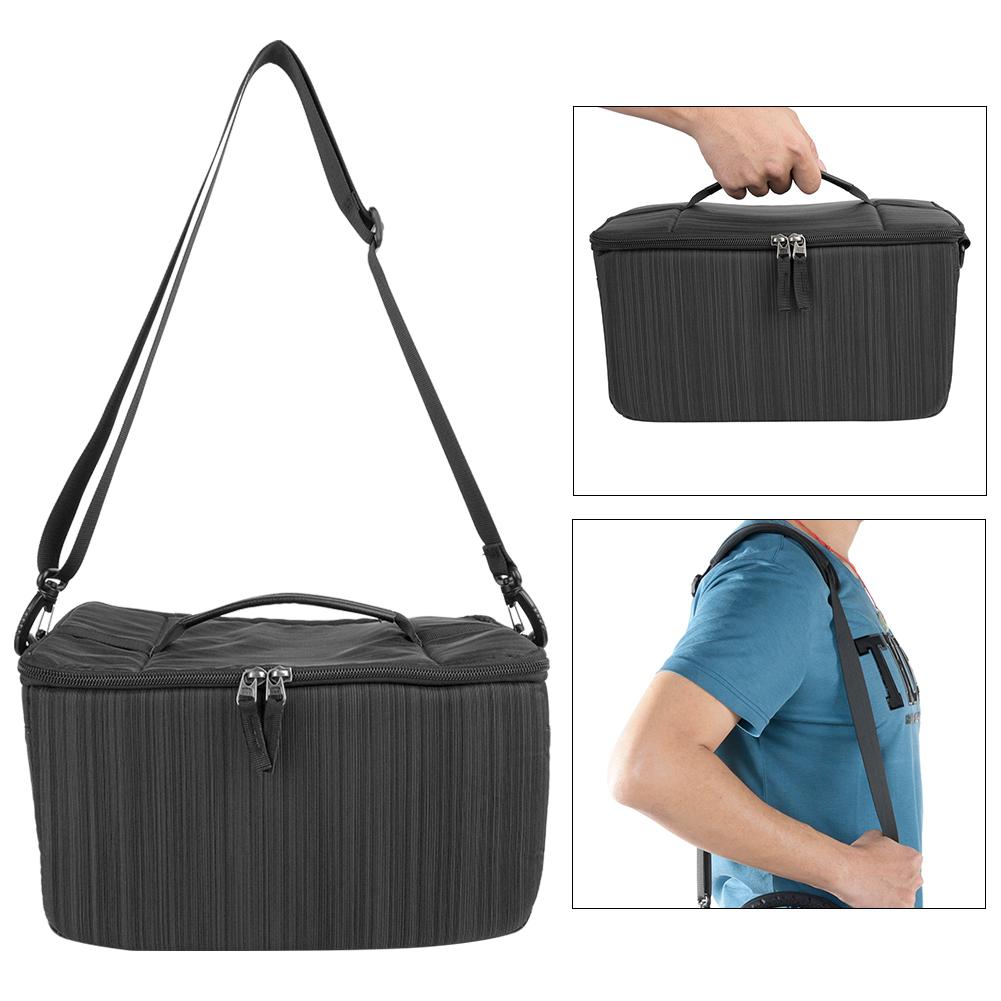 Waterproof DSLR Camera Lens Bag with Strap Insert Partition Pouch Protect Case(black)