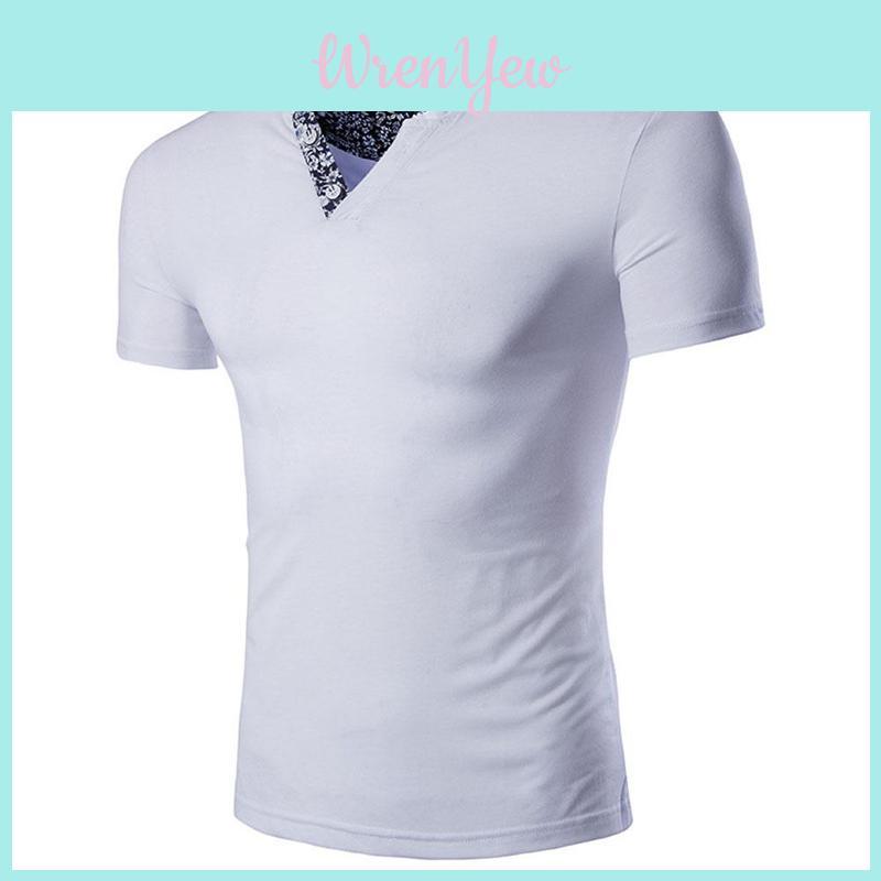 Premium Quality Men's T-shirt Slim Fit Floral V-neck Casual Tee For Everyday Wear